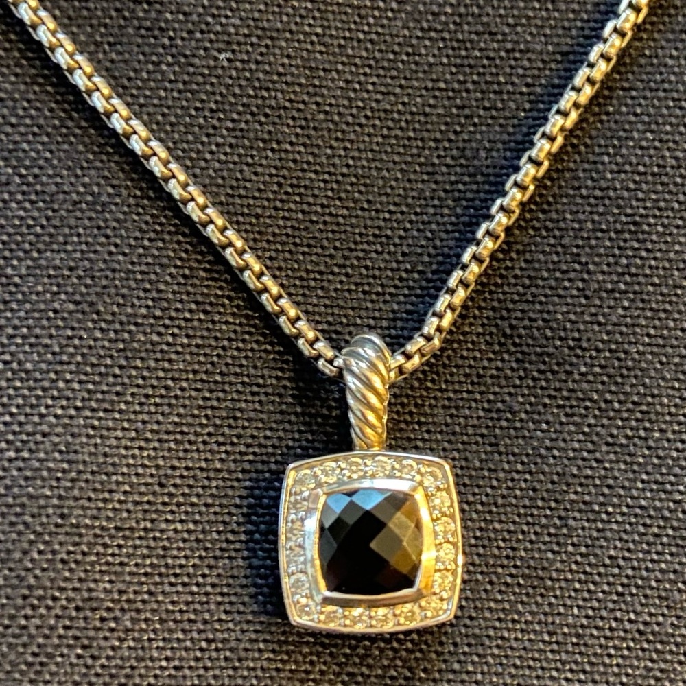 David Yurman Black Onyx and Diamond necklace.